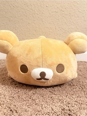 Sanrio Rilakkuma Plush Bear Head in Light Brown and White